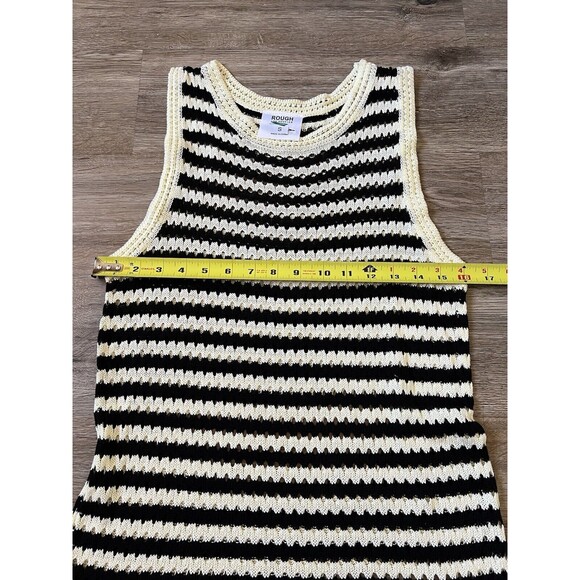 Rough Los Angeles striped crochet long Vest Size Small - Picture 5 of 7